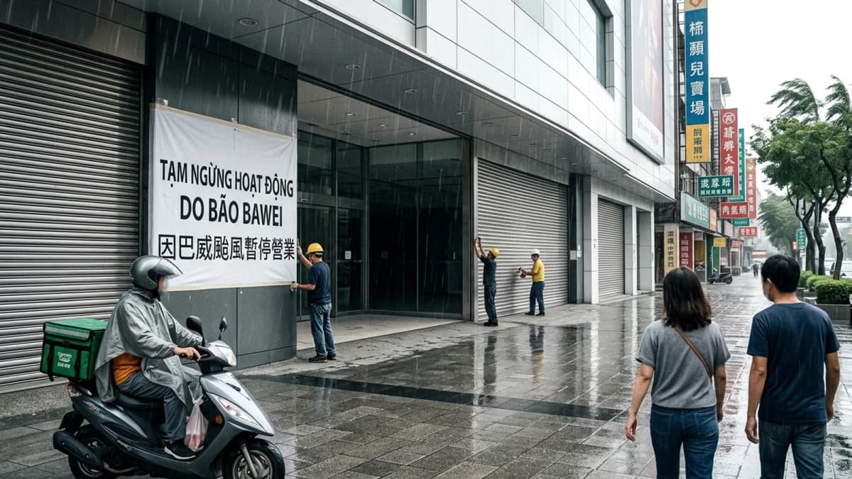 Bão Bawei đổ bộ Đài Loan: Hàng loạt trung tâm thương mại tạm ngừng hoạt động