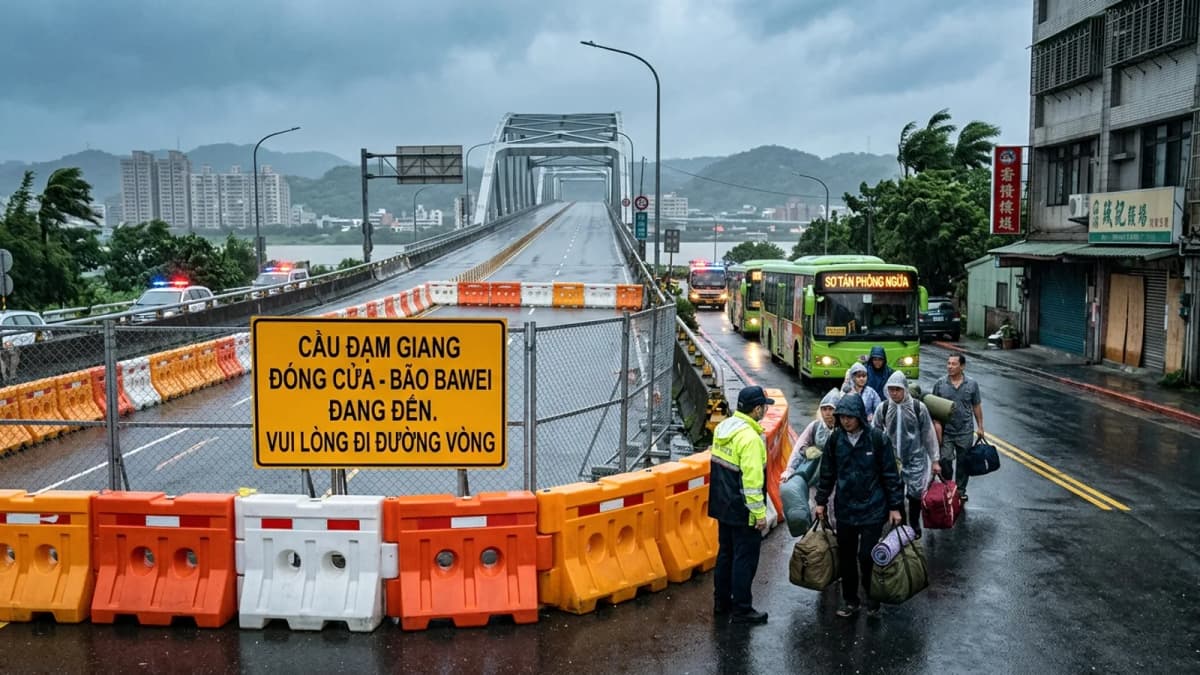Đài Loan: Bão Bawei đổ bộ, cầu Đạm Giang đóng cửa, nhiều khu vực sơ tán phòng ngừa