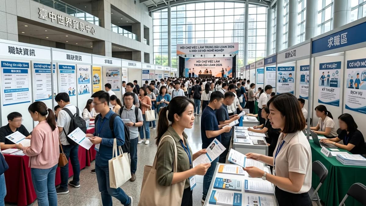 Hội chợ việc làm Trung Đài Loan 2026: Hơn 6.000 cơ hội, lương hấp dẫn